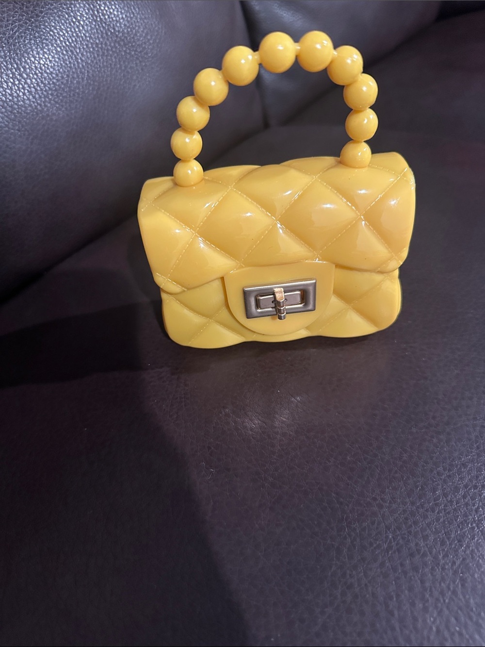 Yellow Quilted Top-Handle Women's Bag